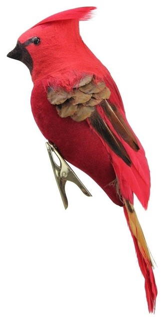 Chunky Cardinal Hand carved wooden ornament NEW Red Bird Christmas Ornament