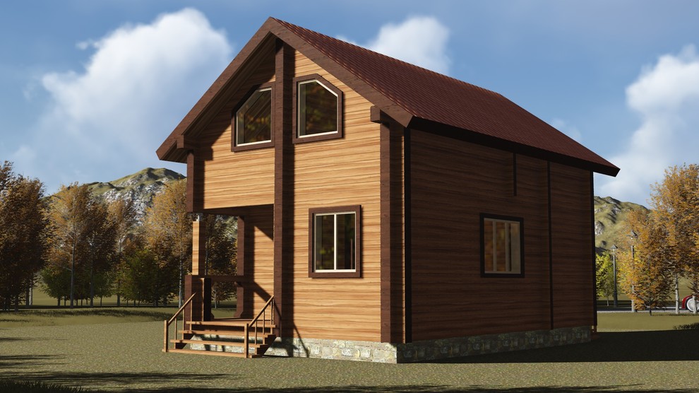 Двухэтажный дом 78м2 из бруса 220х140 — проект 192