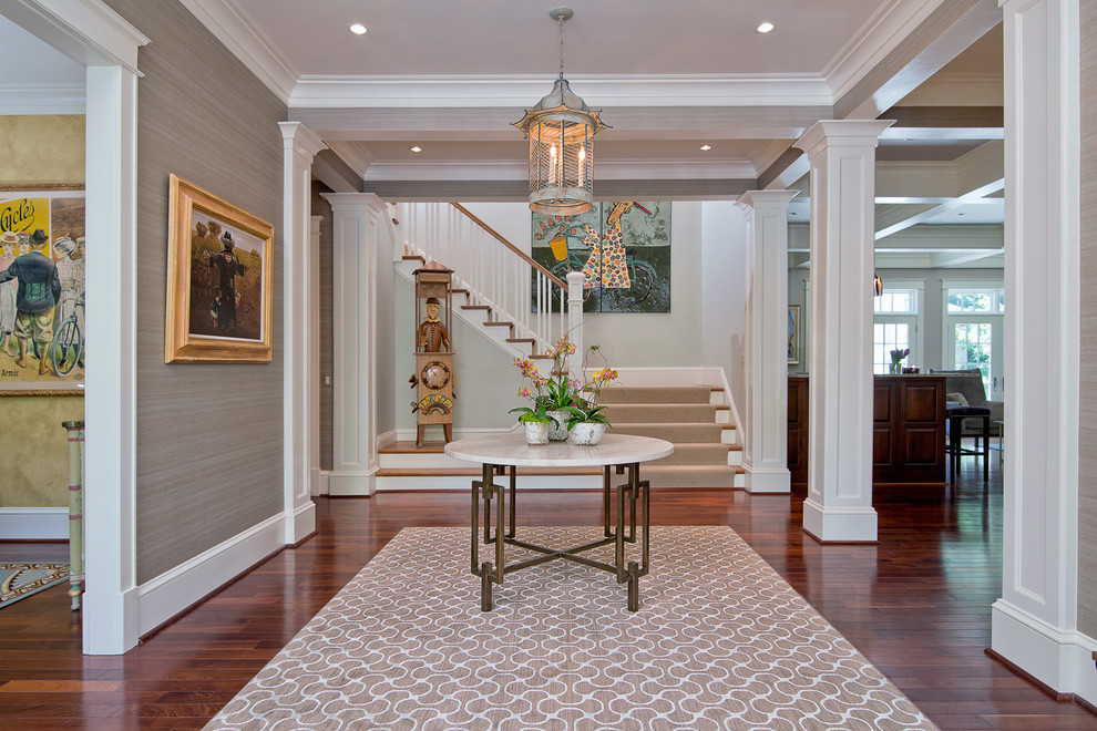 Photo of a transitional foyer in DC Metro with grey walls.