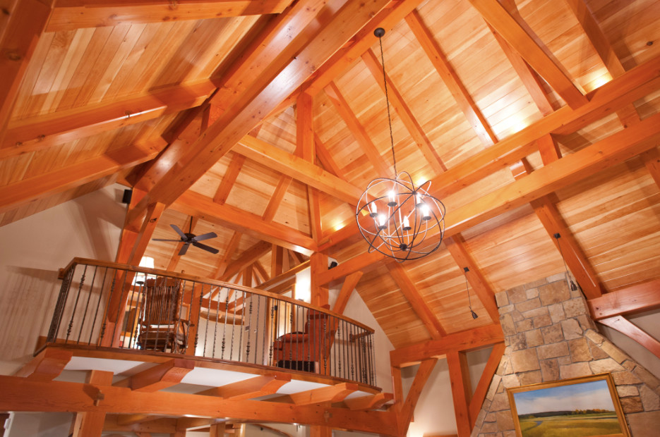 Example of a mountain style home design design in Minneapolis