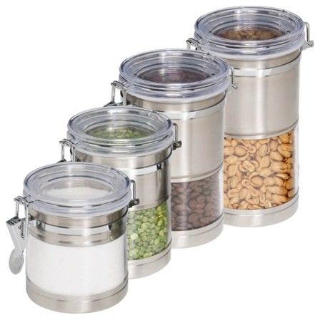 4-Pack Stainless & Acrylic Canisters