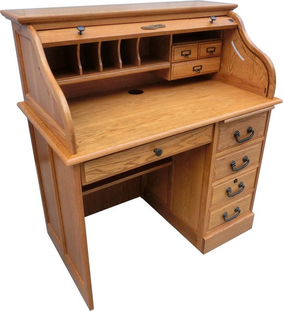 42 Moon Student Roll Top Desk Burnished Walnut Traditional