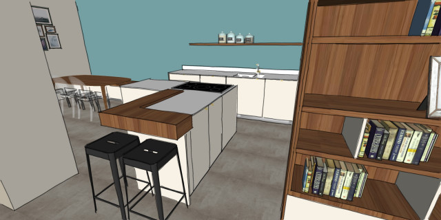 CUISINE ET BIBLIOTHEQUE SUR MESURE rendering