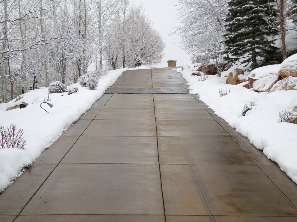 Design ideas for a sloped driveway for winter in Salt Lake City.