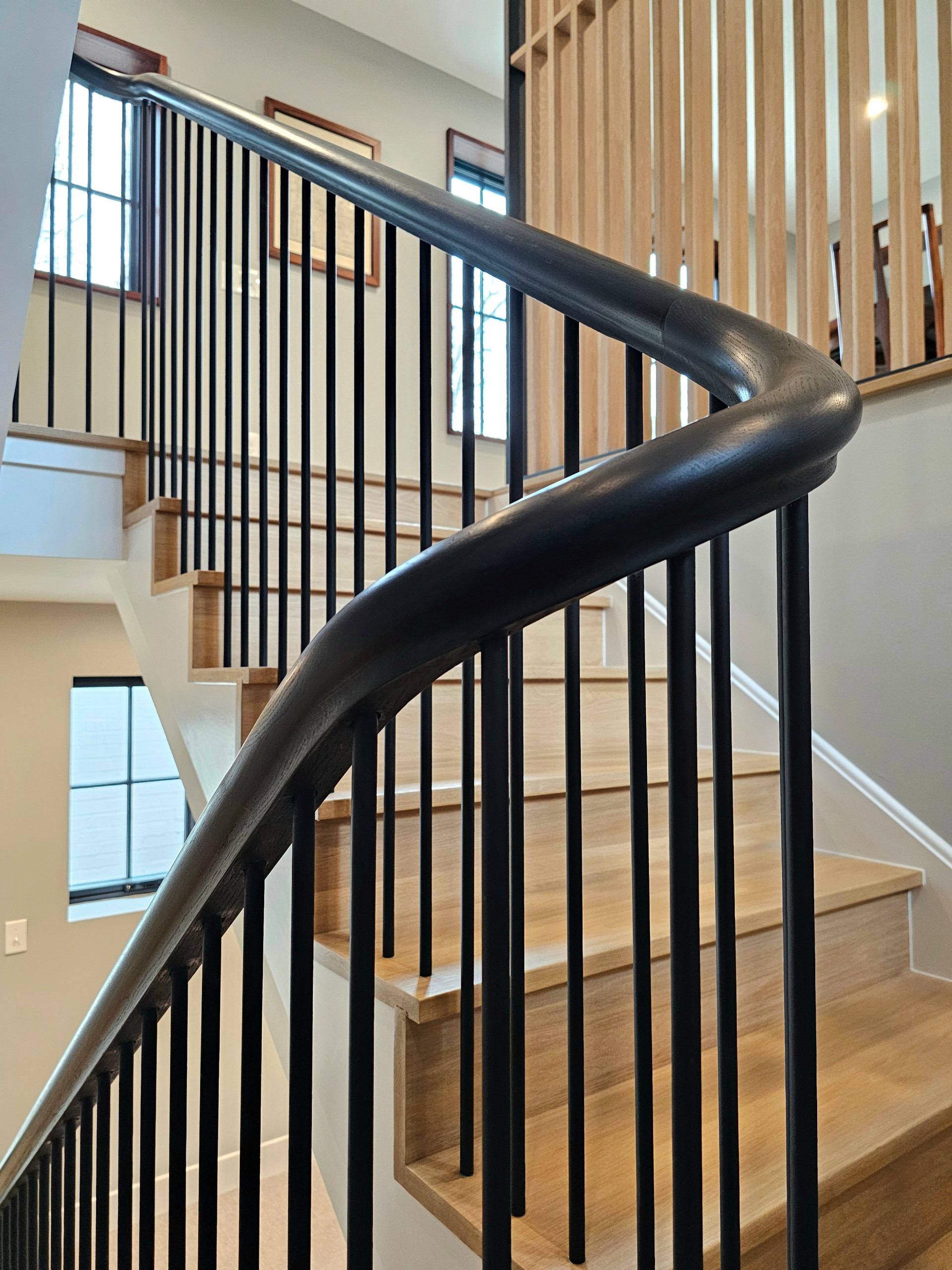 115_Stunning Continuous Rail System on 3 Story Floating Stairs; Arlington, VA 22