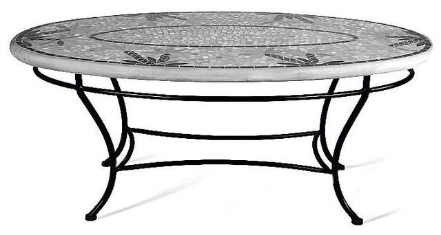 Blue Atlas Oval Outdoor Coffee Table - Black, 42" x 24" Oval, Patio Furniture