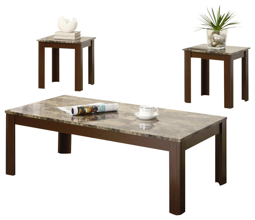 Coaster 3PC Occasional Table Set in Brown Wood 700395