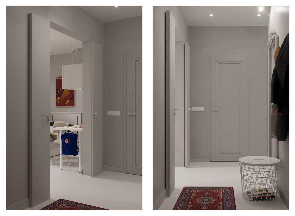 Светлая квартира в панельном доме для молодой девушки