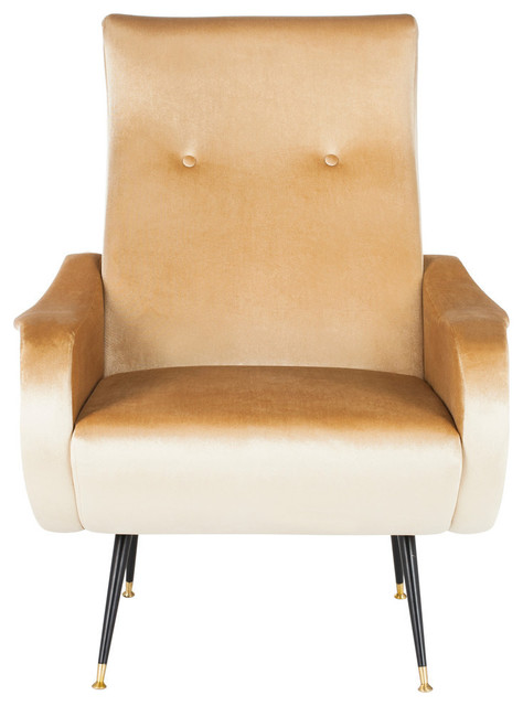 Safavieh Elicia Velvet Retro Mid-Century Accent Chair, Camel