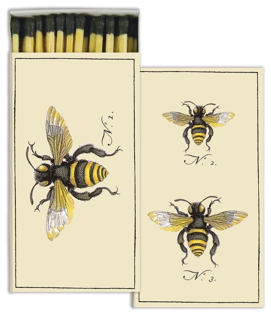Retro Honey Bee Matches, Set of 10 Flying Bumblebee