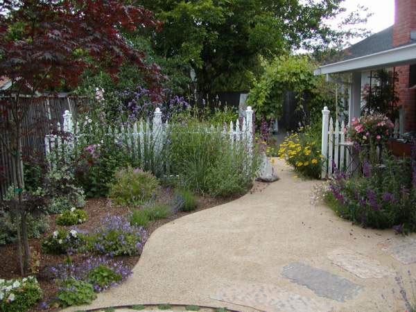 Side Yard Patio Cottage Style Mediterranean Landscape San