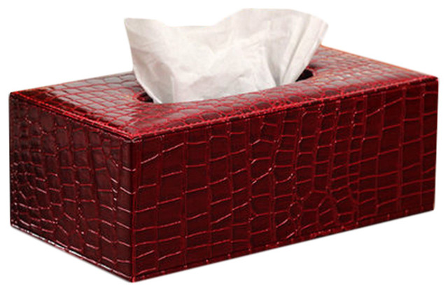 red tissue box holder