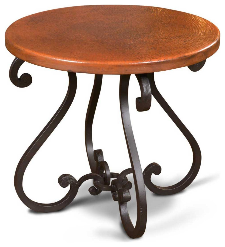Laredo Round Copper End Table Mediterranean Side Tables And End