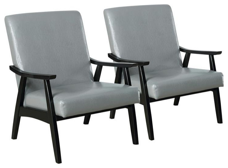 Furniture of America Kikee Wood Padded Accent Chair in Light Gray (Set of 2)