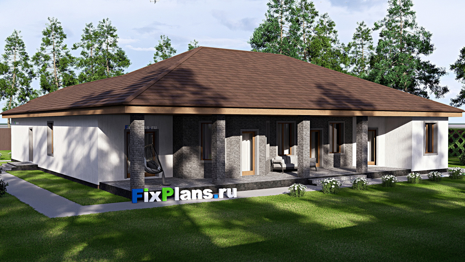 Проект одноэтажного дома 23х20м S286м2 F-17225