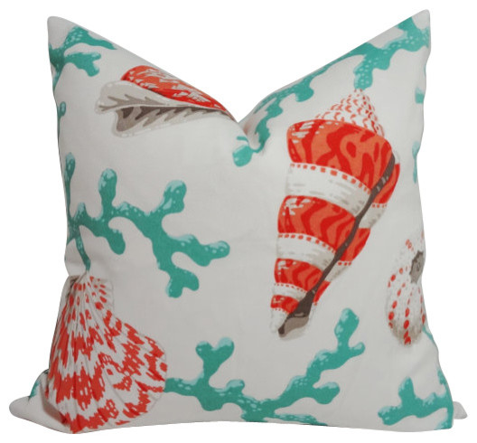 Outdoor Turquoise Coral Shell Pillow Cushion Covers Beach Style