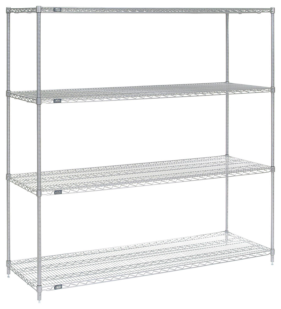 Nexel Stainless Steel 4Tier Wire Shelving Unit Contemporary Utility Shelves by Nexel