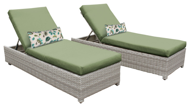 Fairmont Wheeled Chaise Set of 2 Outdoor Wicker Patio Furniture in Cliantro