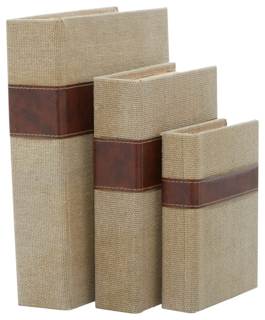 Traditional Rectangular Brown Wooden Book-Inspired Bo" x  , Set of 3, 15, 12, 9"