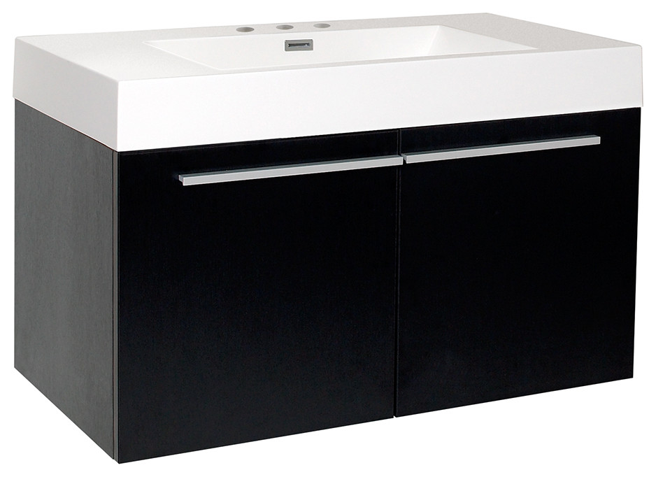 Fresca Vista 36" Black Modern Bathroom with Integrated Sink