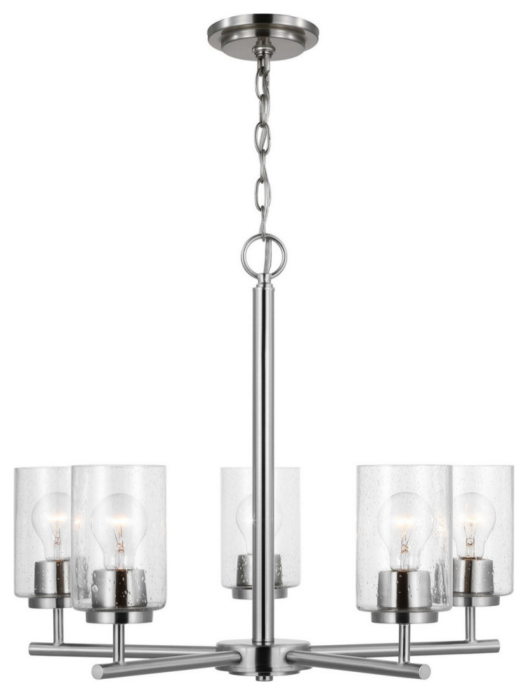 Oslo 5-Light Contemporary Chandelier, Brushed Nickel
