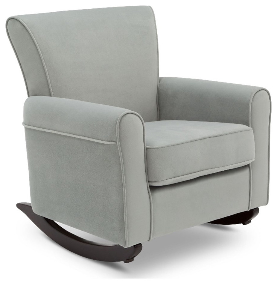 Pemberly Row Modern Fabric Upholstered Rocking Chair in Mist Green