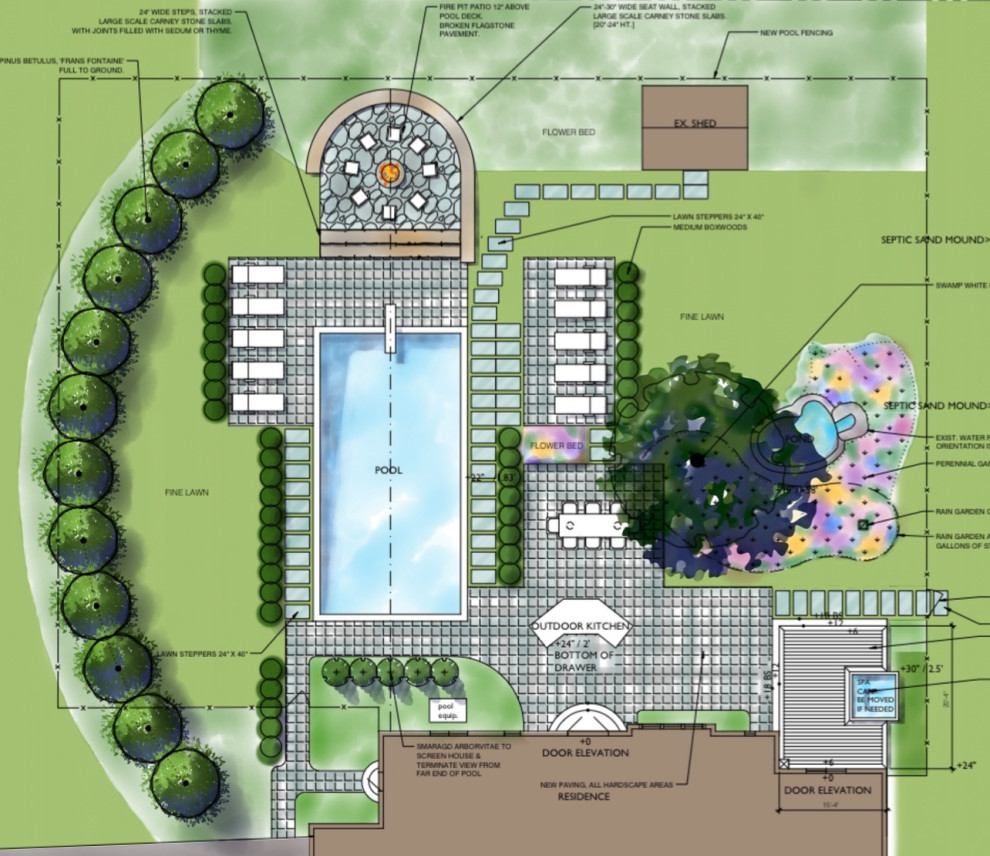 Idee per una piscina naturale minimal rettangolare di medie dimensioni e dietro casa con paesaggistica bordo piscina e pavimentazioni in pietra naturale