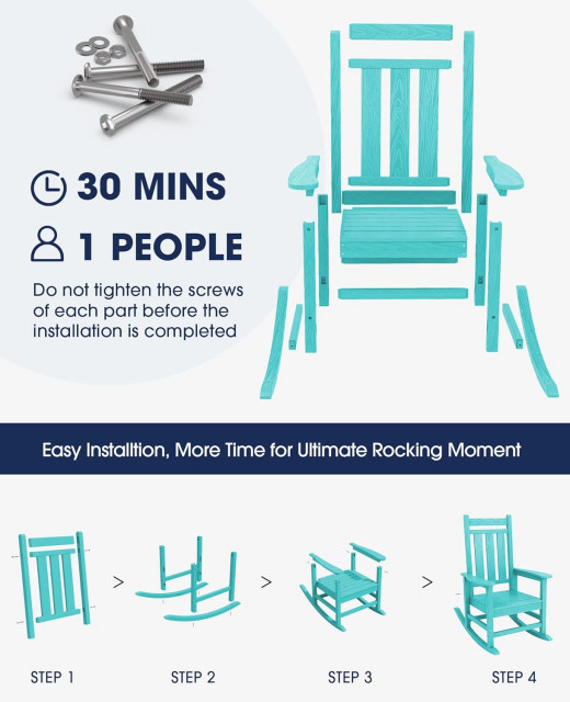 Classic Outdoor Rocking Chair, Weather Resistant Frame With Smooth ...