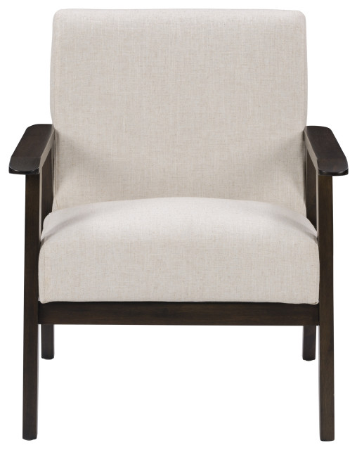 CorLiving Greyson Beige Premium Fabric Upholstered Solid Wood Frame Armchair