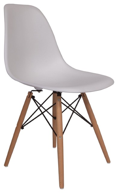 Molded Plastic Side Chair Wood Leg Base White Shell By ...