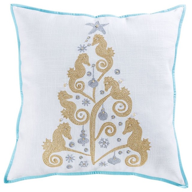 Coastal Christmas Pillow 24x24 Beach Style Decorative Pillows