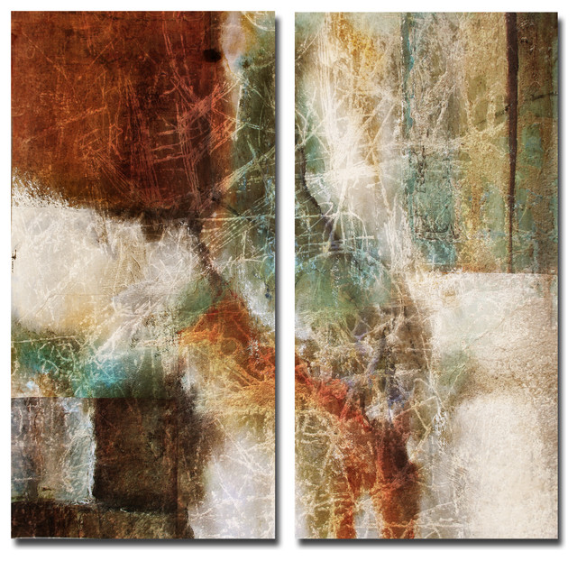 Abstract 2Piece Canvas Wall Art, 40" Hx40" W Contemporary Prints And Posters by