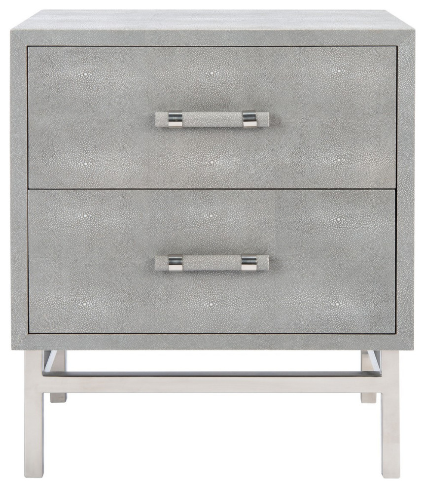 Savannah Faux Shagreen Nightstand Gray/Silver Contemporary