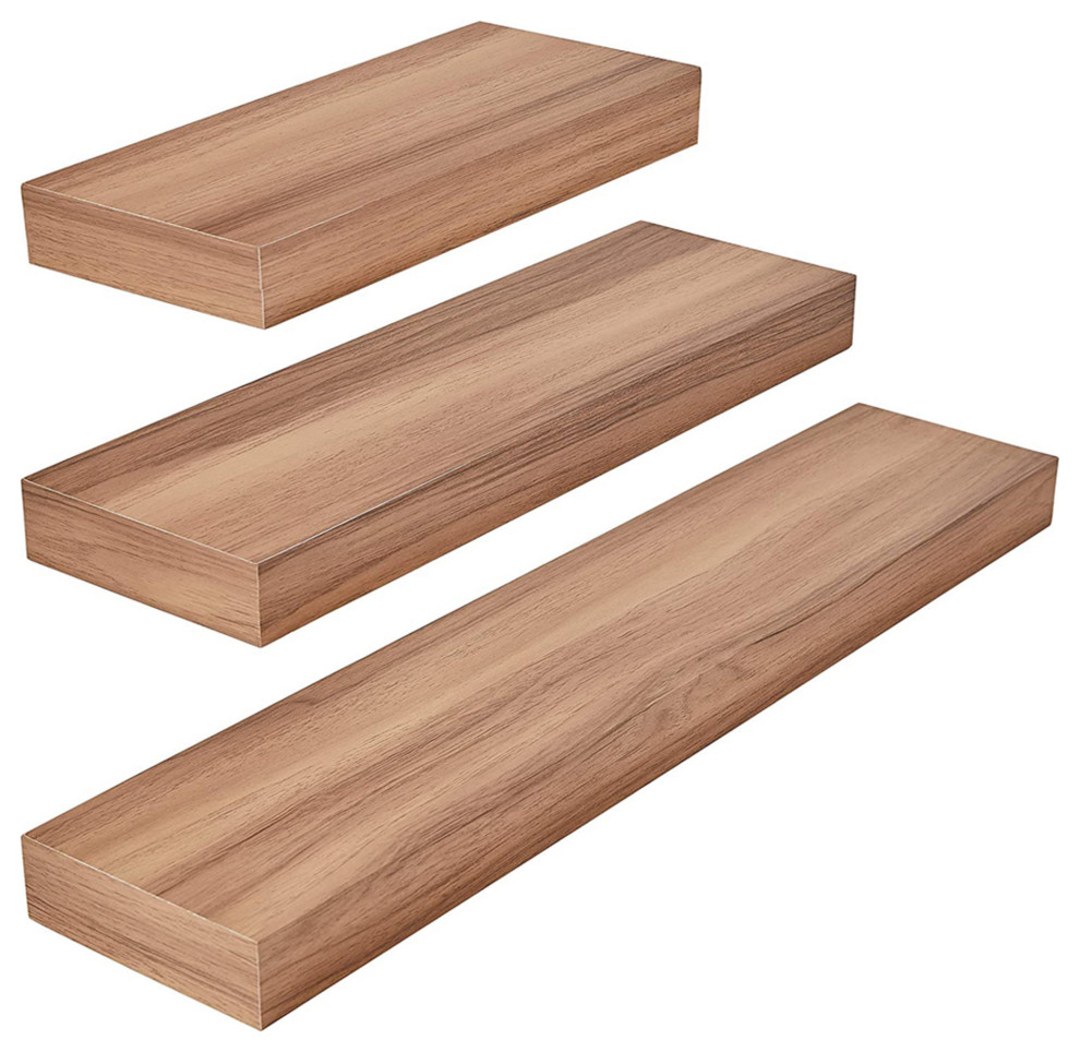 Kiera Grace Maine 3Piece Floating Wall Shelves, 12"/16"/24", Golden