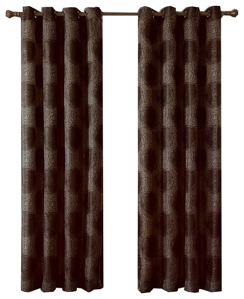 Lexington Jacquard Grommet-Top Panels, Set of 2, Chocolate, 104"x63"