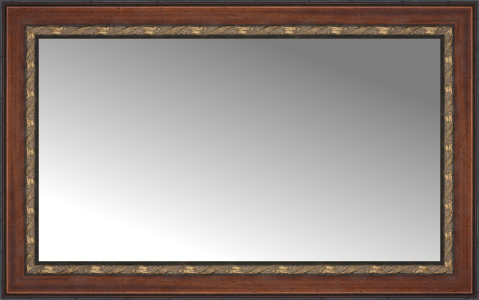 41"x26" Custom Framed Mirror, Ornate Brown