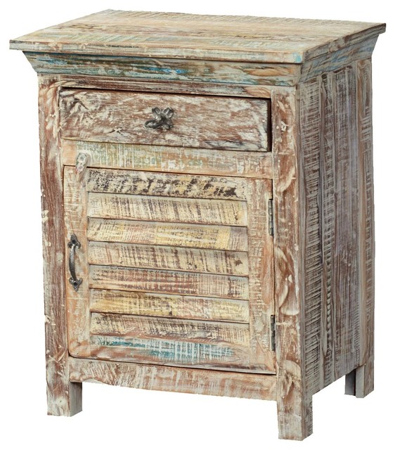Winter White Shutter Door Reclaimed Wood Nightstand End Table Winter White Shutter Door Reclaimed Wood Nightstand End Table Cabinet