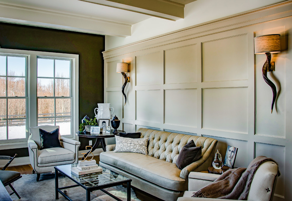 Inspiration for a large transitional dark wood floor sunroom remodel in Indianapolis with no fireplace and a standard ceiling
