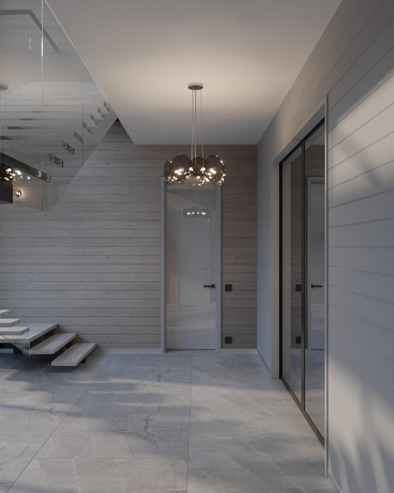 Лестничный холл в проекте загородного дома