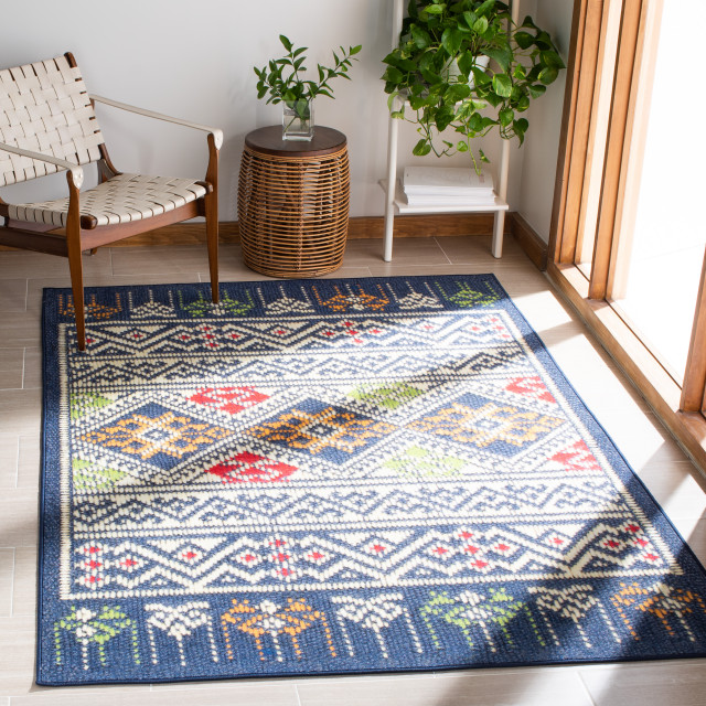 Sw Rug Blue Safavieh Journey Jny167M Southwestern Rug, Blue and Ivory, 8'9
