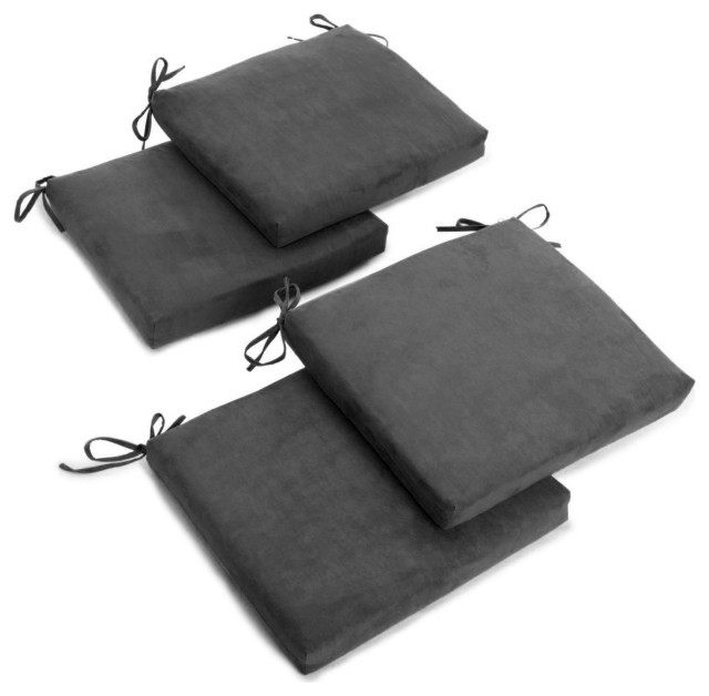 20"X19" Solid Microsuede Chair Cushions, Set of 4, Steel Gray