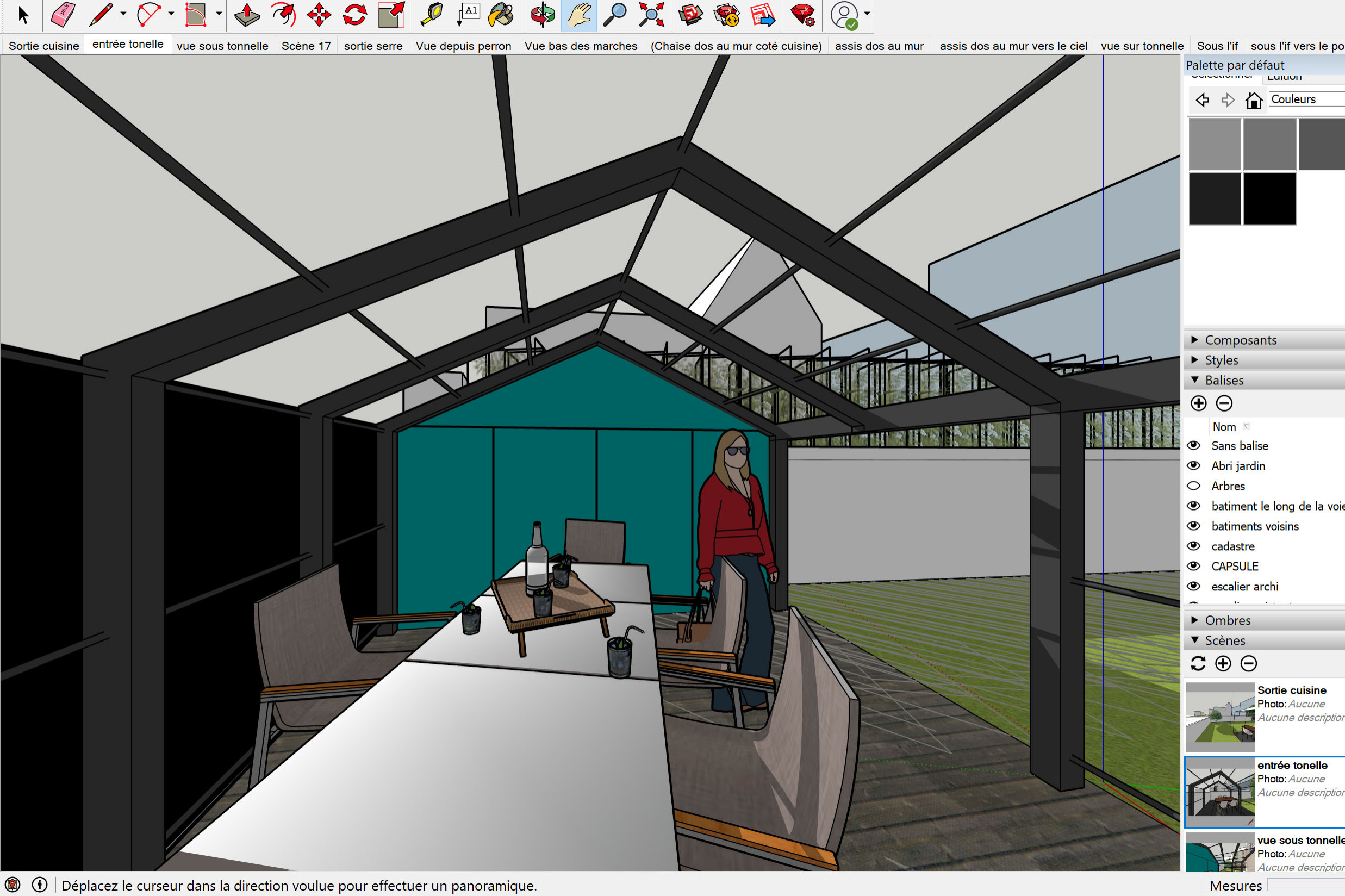 Maquette 3D - vue en sortant de la cuisine