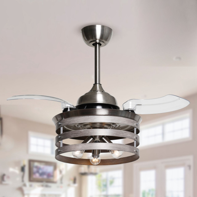 36 Down Rod 3 Retractable Blades Industrial Ceiling Fan With Remote Control Transitional Fans By Whoselamp Houzz 36 Down Rod 3 Retractable Blades, Chandelier Ceiling Fan With Crystal Lights And Retractable Blade 36 Inch Chrome