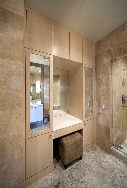 Her Make-up Area Master Bath contemporary-bathroom