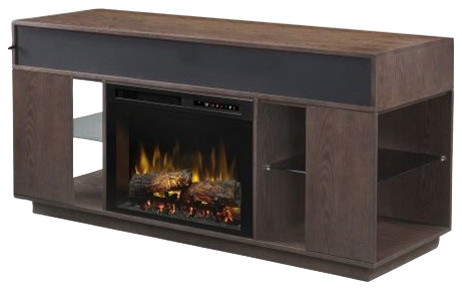 Media Console Electric Fireplace With Soundbar Swing Doors 26