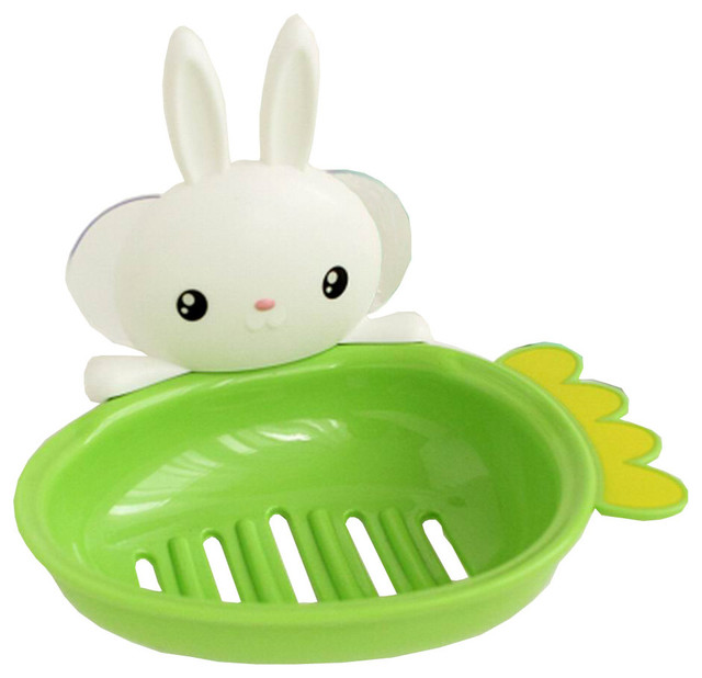 Cute Rabbit Sucker Soap Box, Bathroom Soap, Dish Plastic Soap Holder