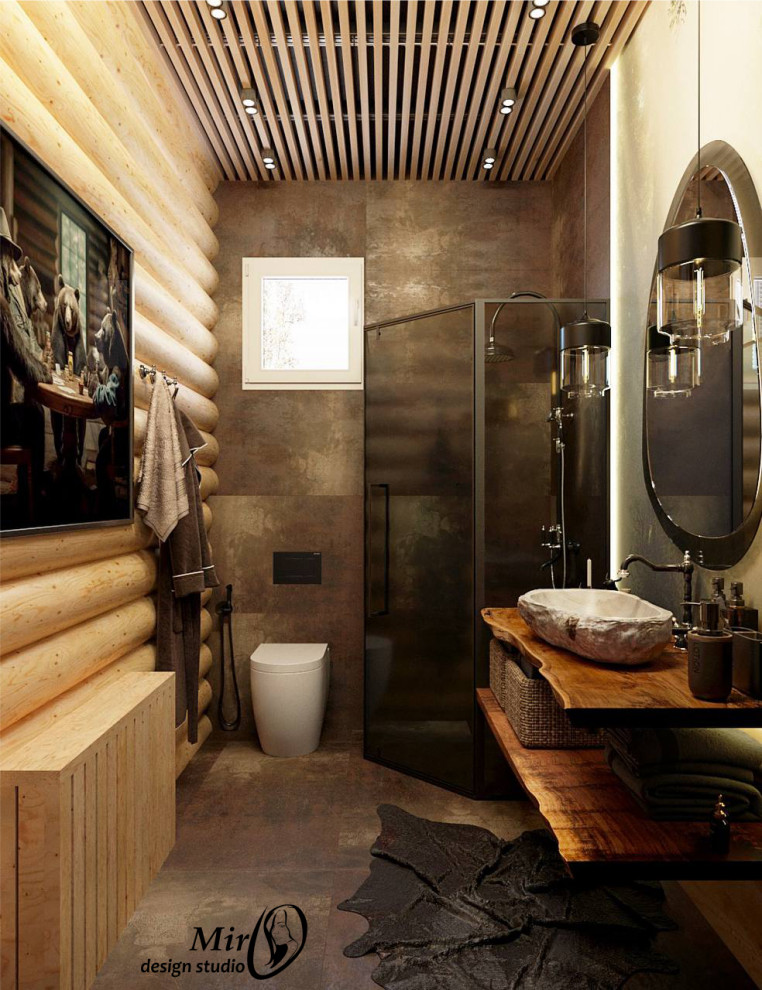 Интерьер санузла в деревянном доме