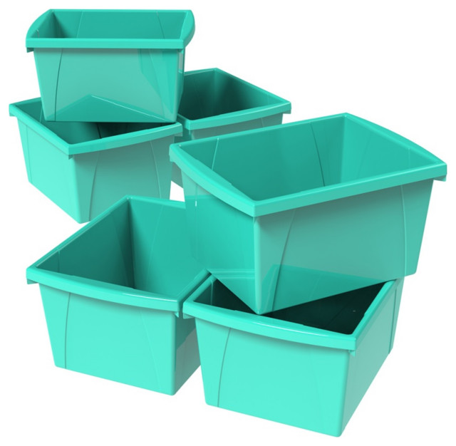 4 Gallon (15L) Classroom Storage Bin, Teal (Case of 6) - Contemporary ...