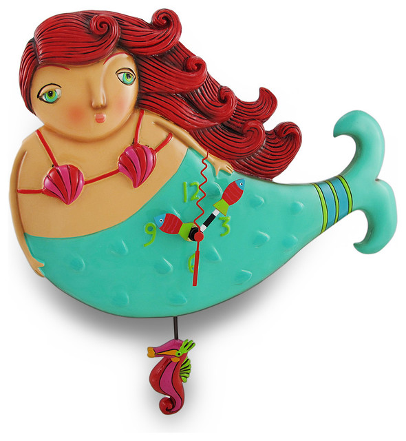 Allen Designs Ruby Whimsical Mermaid Pendulum Wall Clock - Beach ... Allen Designs Ruby Whimsical Mermaid Pendulum Wall Clock - Beach ...
