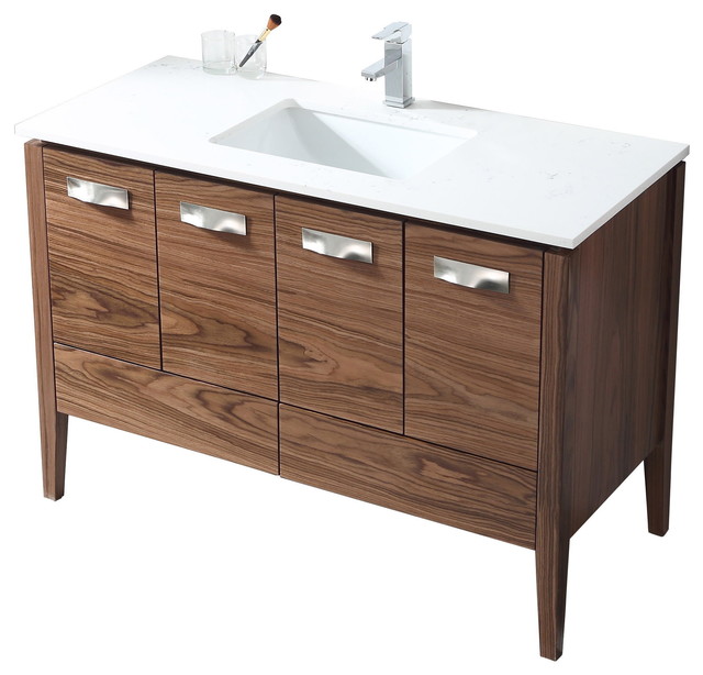 48" Colle Modern Walnut Color Bathroom Vanity ...